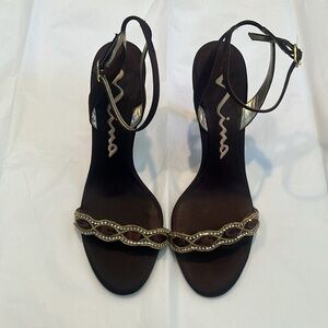 Nina chocolate beaded heels